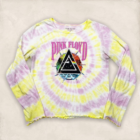 Pink Floyd Tops - Pink Floyd Women’s Fitted Tie Dye Long Sleeve T-Shirt Scalloped Edges Sz M